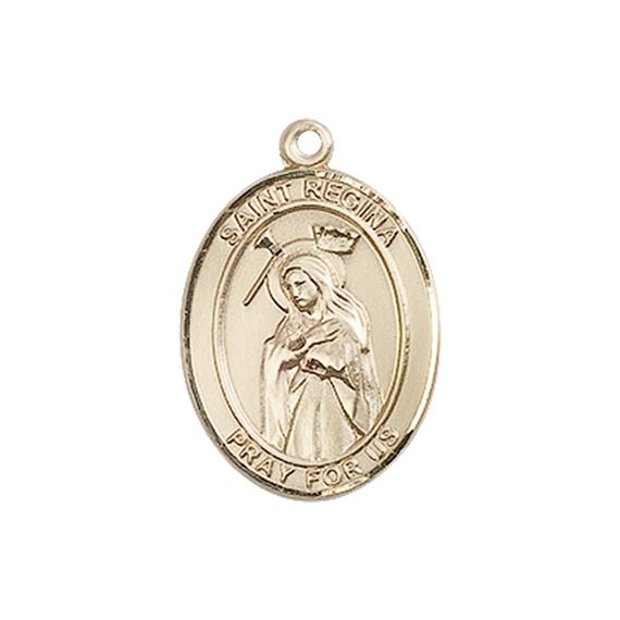 14KT GOLD ST REGINA MEDAL - 3/4" x 1/2"