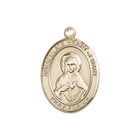 14KT GOLD IMMACULATE HEART OF MARY MEDAL - 3/4" x 1/2"