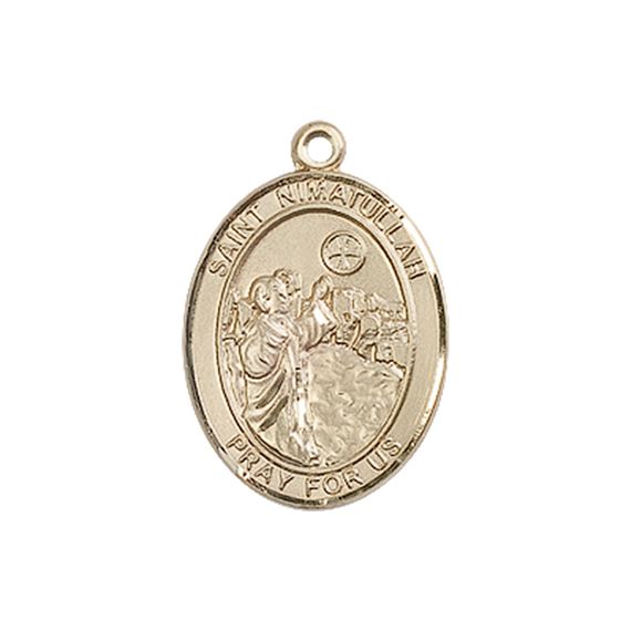 14KT GOLD ST NIMATULLAH MEDAL - 3/4" x 1/2"