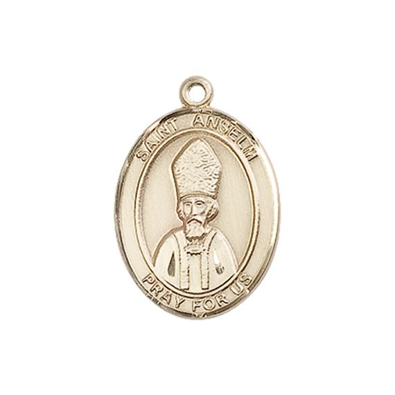 14KT GOLD ST ANSELM OF CANTERBURY MEDAL - 3/4" x 1/2"