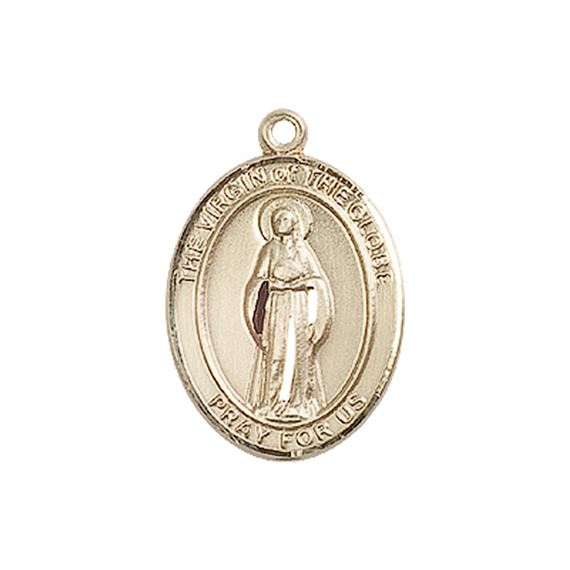 14KT GOLD VIRGIN OF THE GLOBE MEDAL - 3/4" x 1/2"