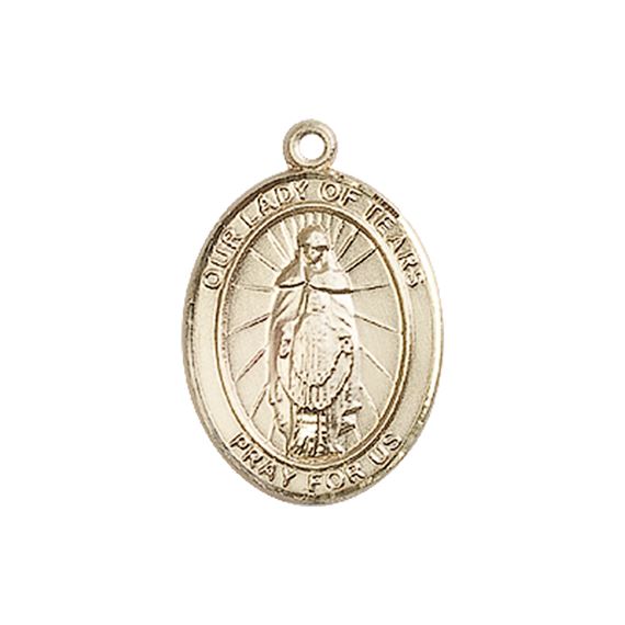 14KT GOLD OUR LADY OF TEARS MEDAL - 3/4" x 1/2"