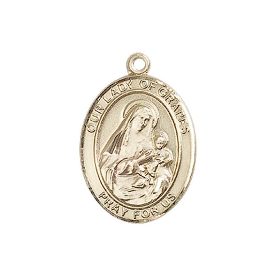 14KT GOLD OUR LADY OF GRAPES MEDAL - 3/4" x 1/2"