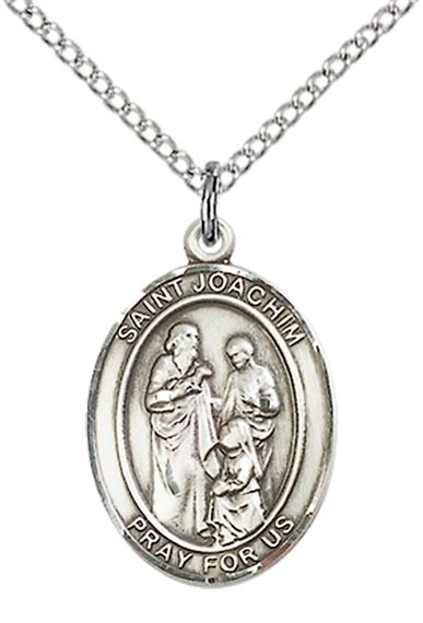 STERLING SILVER ST JOACHIM PENDANT WITH CHAIN - 3/4&quot; x 1/2&quot;