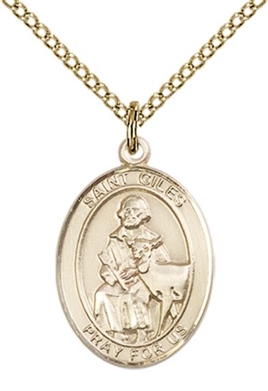 14KT GOLD FILLED ST GILES PENDANT WITH CHAIN - 3/4" x 1/2"