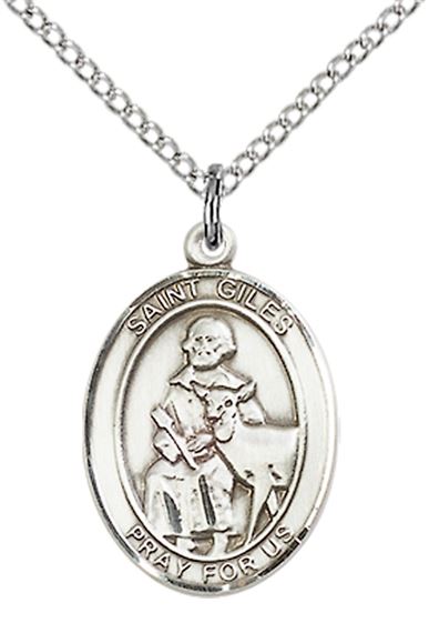 STERLING SILVER ST GILES PENDANT WITH CHAIN - 3/4" x 1/2"