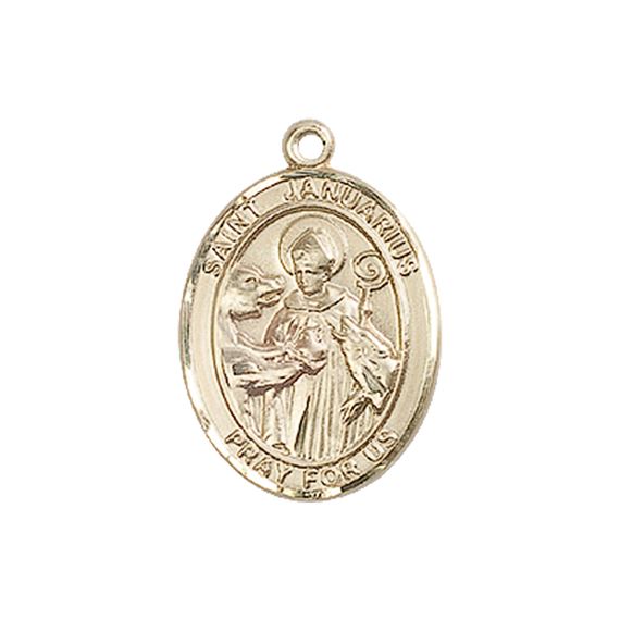 14KT GOLD ST JANUARIUS MEDAL - 3/4" x 1/2"