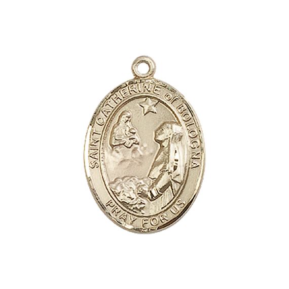 14KT GOLD ST CATHERINE OF BOLOGNA MEDAL - 3/4" x 1/2"