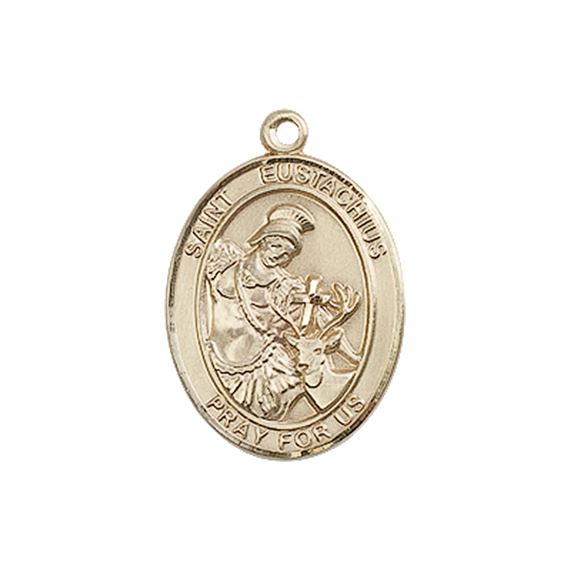 14KT GOLD ST EUSTACHIUS MEDAL - 3/4" x 1/2"