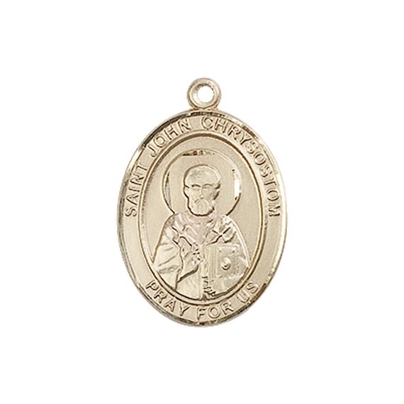 14KT GOLD ST JOHN CHRYSOSTOM MEDAL - 3/4" x 1/2"
