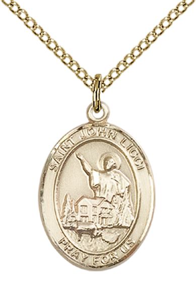 14KT GOLD FILLED ST JOHN LICCI PENDANT WITH CHAIN - 3/4" x 1/2"