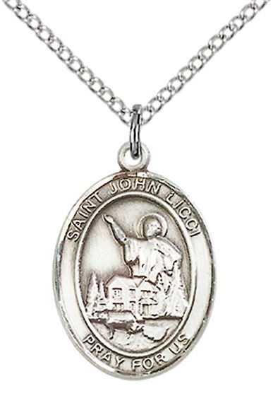 STERLING SILVER ST JOHN LICCI PENDANT WITH CHAIN - 3/4" x 1/2"