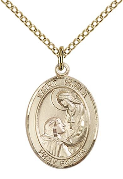 14KT GOLD FILLED ST PAULA PENDANT WITH CHAIN - 3/4" x 1/2"