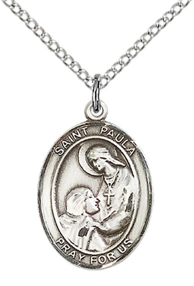 STERLING SILVER ST PAULA PENDANT WITH CHAIN - 3/4" x 1/2"