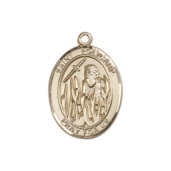 14KT GOLD ST POLYCARP OF SMYRNA MEDAL - 3/4" x 1/2"