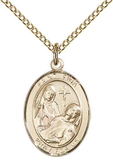 14KT GOLD FILLED ST FINA PENDANT WITH CHAIN - 3/4" x 1/2"