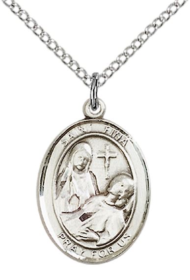 STERLING SILVER ST FINA PENDANT WITH CHAIN - 3/4" x 1/2"