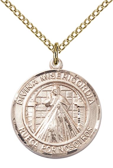 14KT GOLD FILLED DIVINA MISERICORDIA PENDANT WITH CHAIN