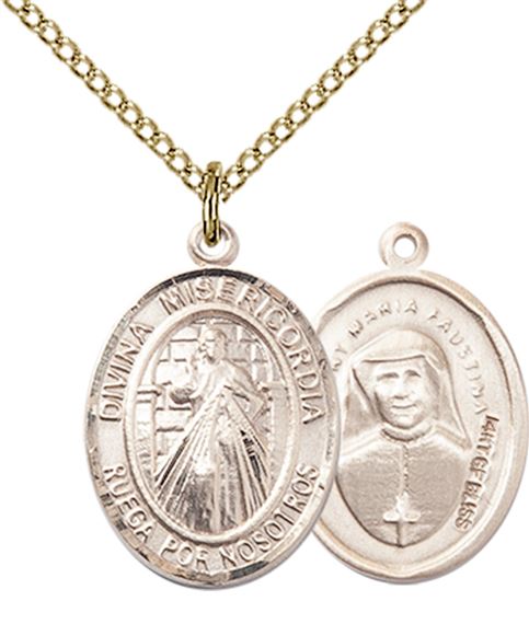14KT GOLD FILLED DIVINA MISERICORDIA PENDANT WITH CHAIN