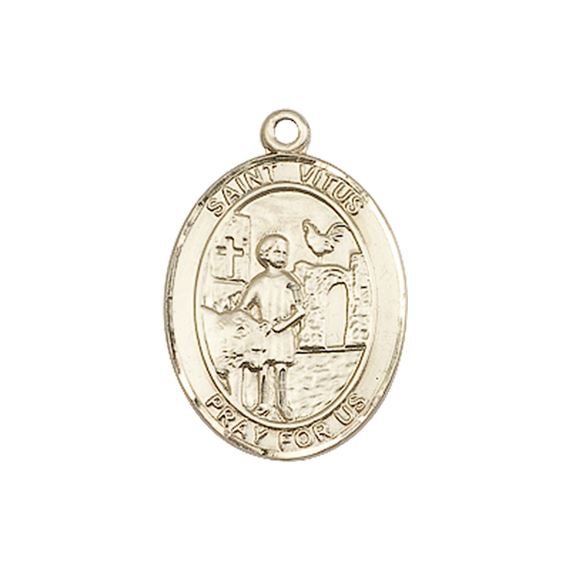 14KT GOLD ST VITUS MEDAL - 3/4" x 1/2"