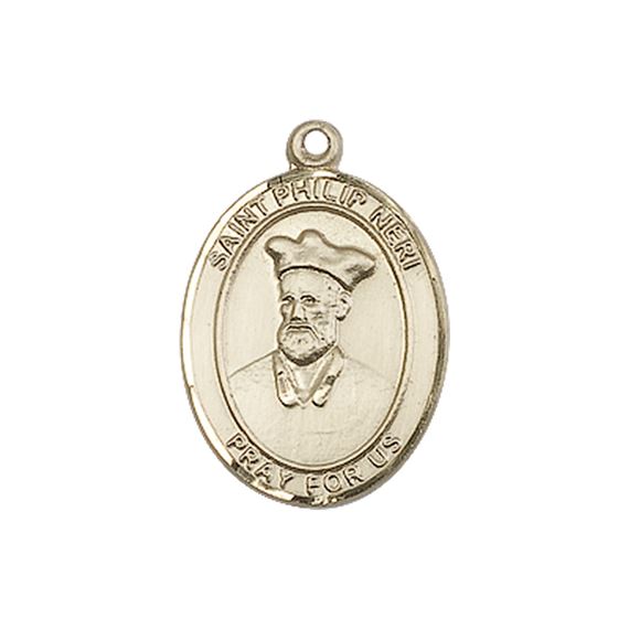 14KT GOLD ST PHILIP NERI MEDAL - 3/4" x 1/2"