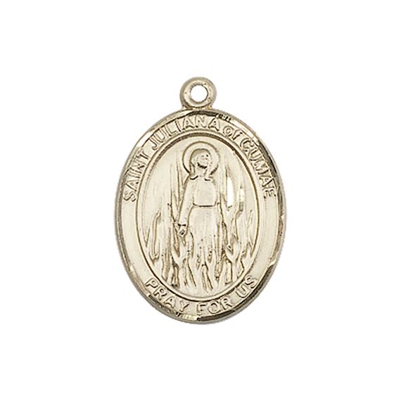 14KT GOLD ST JULIANA MEDAL - 3/4" x 1/2"