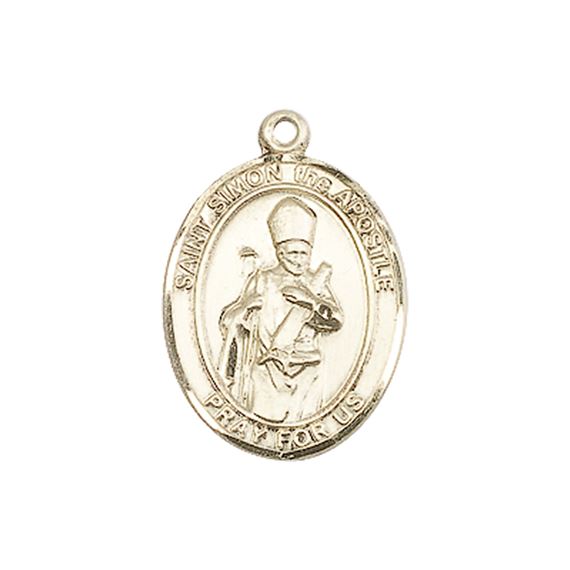 14KT GOLD ST SIMON MEDAL - 3/4" x 1/2"