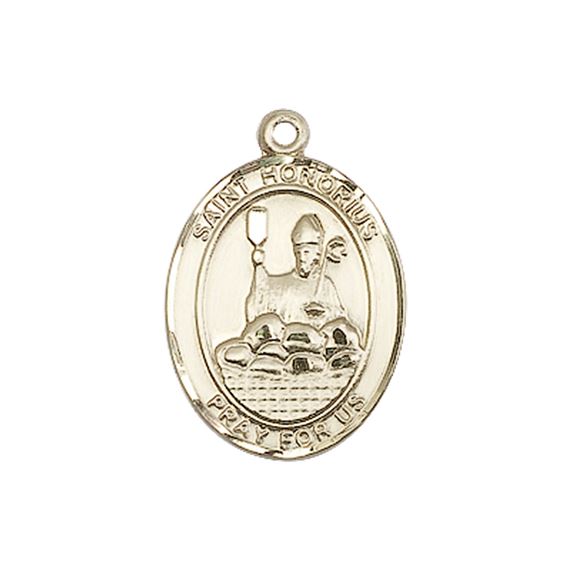 14KT GOLD ST HONORIUS MEDAL - 3/4" x 1/2"