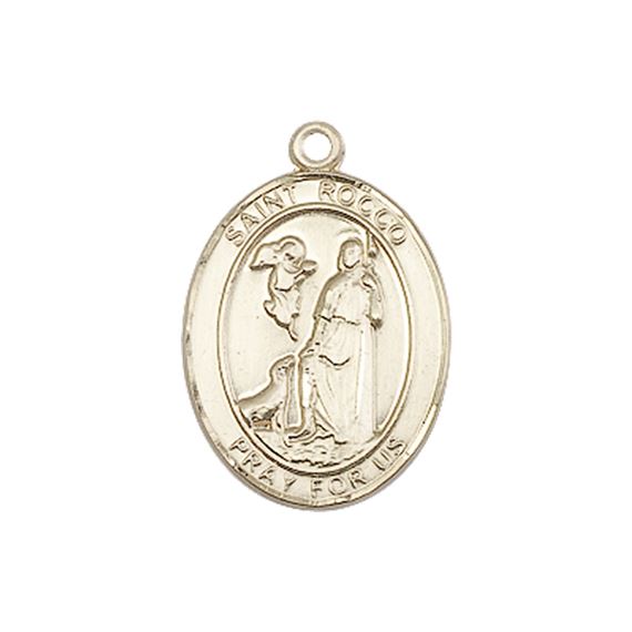 14KT GOLD ST ROCCO MEDAL - 3/4" x 1/2"