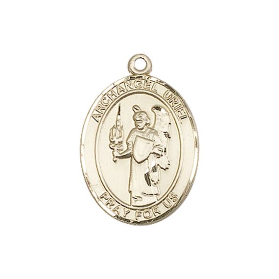 14KT GOLD ST URIEL THE ARCHANGEL MEDAL - 3/4" x 1/2"