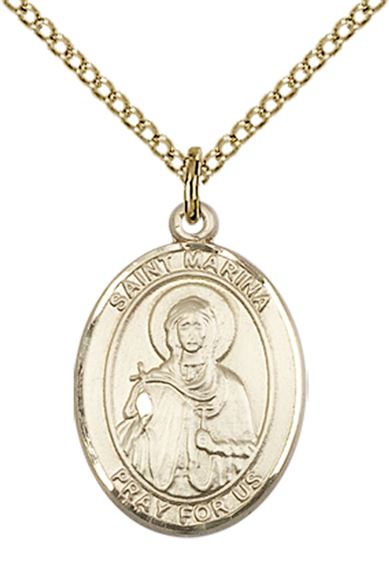 14KT GOLD FILLED ST MARINA PENDANT WITH CHAIN - 3/4" x 1/2"