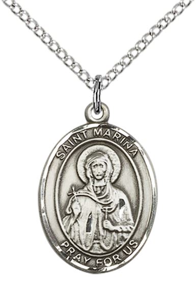 STERLING SILVER ST MARINA PENDANT WITH CHAIN - 3/4" x 1/2"