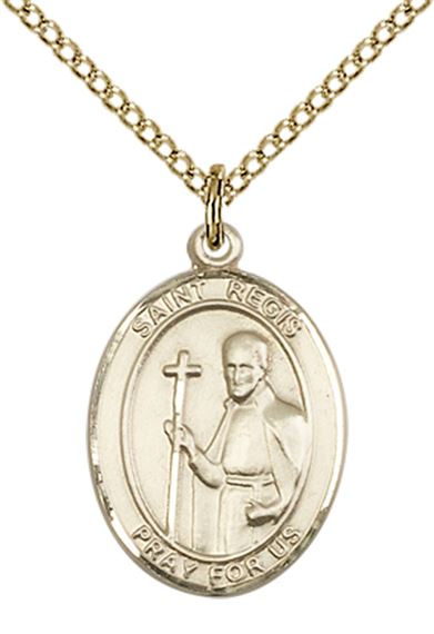 14KT GOLD FILLED ST REGIS PENDANT WITH CHAIN - 3/4" x 1/2"