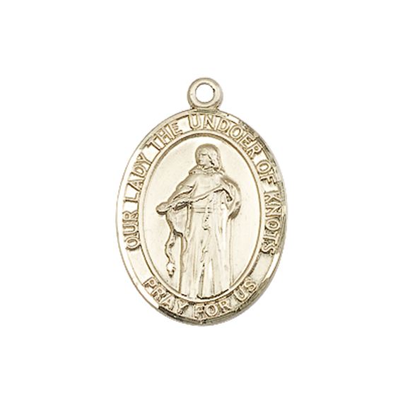 14KT GOLD OUR LADY OF KNOTS MEDAL - 3/4" x 1/2"