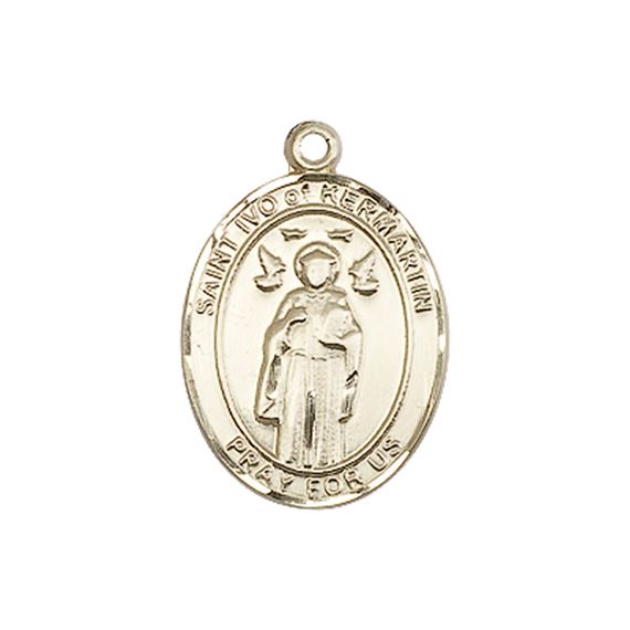 14KT GOLD ST IVO MEDAL - 3/4" x 1/2"