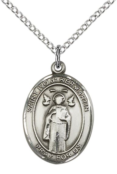 STERLING SILVER ST IVO PENDANT WITH CHAIN - 3/4" x 1/2"