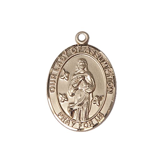 14KT GOLD OUR LADY OF ASSUMPTION MEDAL - 3/4" x 1/2"