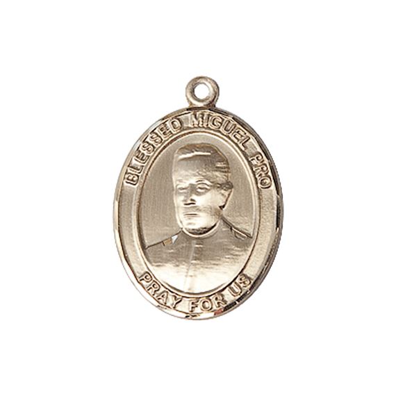 14KT GOLD BLESSED MIGUEL PRO MEDAL - 3/4" x 1/2"