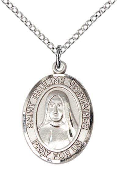 STERLING SILVER ST PAULINE VISINTAINER PENDANT WITH CHAIN - 3/4" x 1/2"