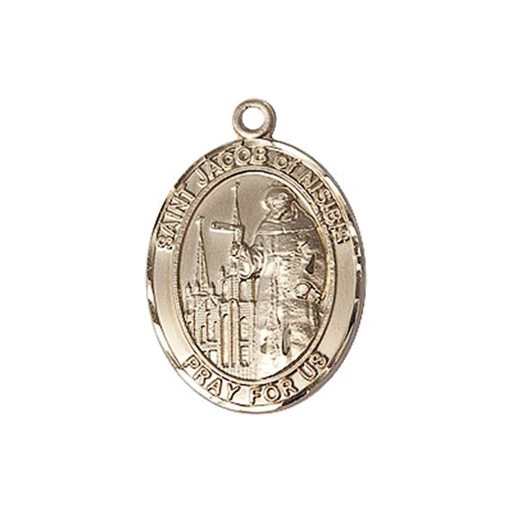14KT GOLD ST JACOB OF NISIBIS MEDAL - 3/4" x 1/2"