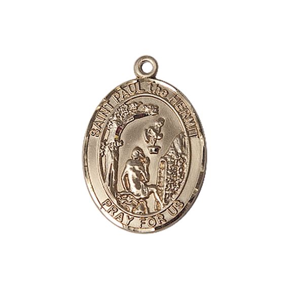 14KT GOLD PAUL THE HERMIT MEDAL - 3/4" x 1/2"