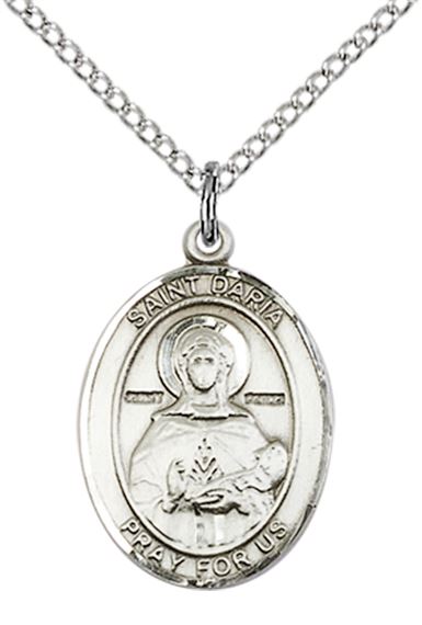 STERLING SILVER ST DARIA PENDANT WITH CHAIN - 3/4" x 1/2"