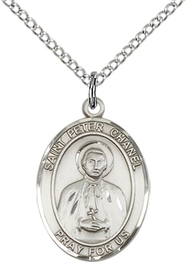 STERLING SILVER ST PETER CHANEL PENDANT WITH CHAIN - 3/4" x 1/2"