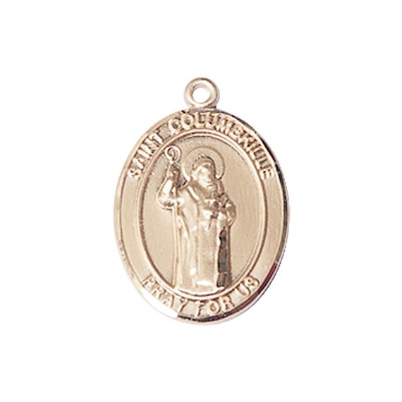 14KT GOLD ST COLUMBKILLE MEDAL - 3/4" x 1/2"