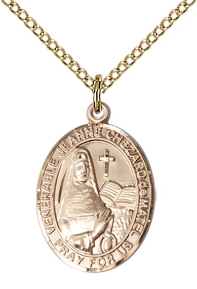 14KT GOLD FILLED JEANNE CHEZARD DE MATEL PENDANT WITH CHAIN - 3/4" x 1/2"
