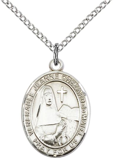 STERLING SILVER JEANNE CHEZARD DE MATEL PENDANT WITH CHAIN - 3/4" x 1/2"