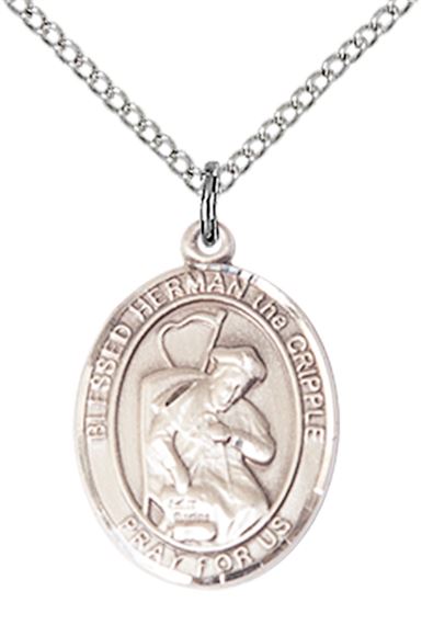 STERLING SILVER BLESSED HERMAN THE CRIPPLE PENDANT WITH CHAIN - 3/4" x 1/2"