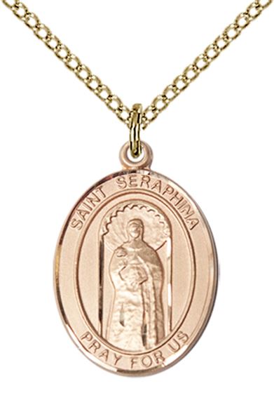 14KT GOLD FILLED ST SERAPHINA PENDANT WITH CHAIN - 3/4" x 1/2"