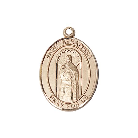 14KT GOLD ST SERAPHINA MEDAL - 3/4" x 1/2"