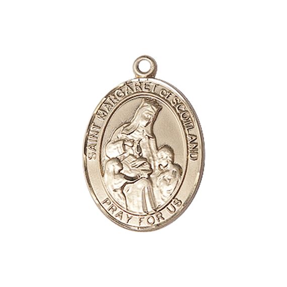 14KT GOLD ST MARGARET OF SCOTLAND MEDAL - 3/4" x 1/2"